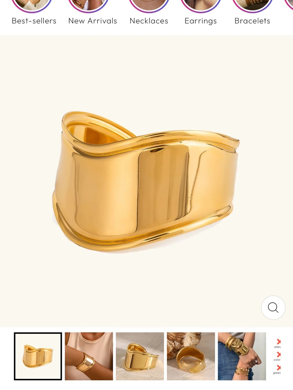 Aria High-Shine Gold Wave Cuff Bracelet